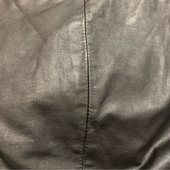 Vintage Laurice Black Leather Midi Side Slit Lined Skirt - Picture 10 of 10
